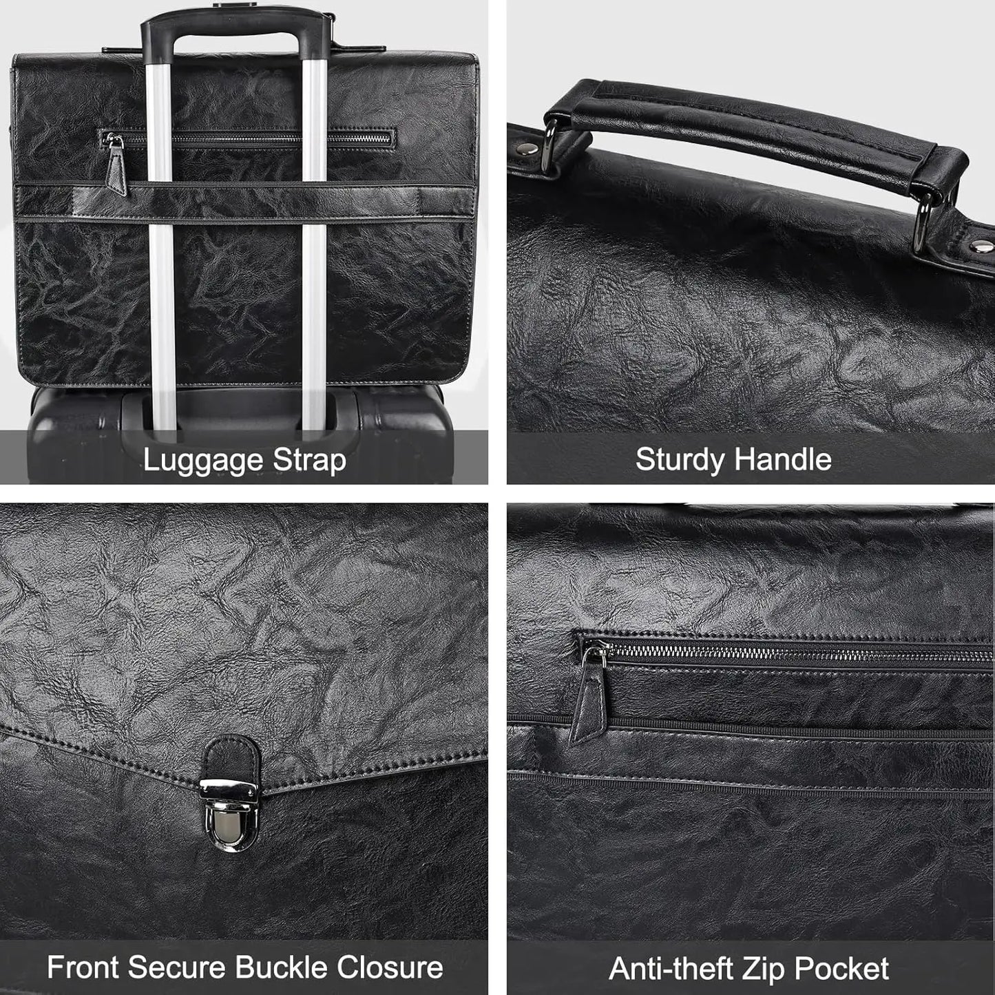 Leather Briefcase 15.6 Inch Laptop Messenger Bag