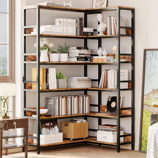 6 Tier Corner Bookshelf With Baffles
