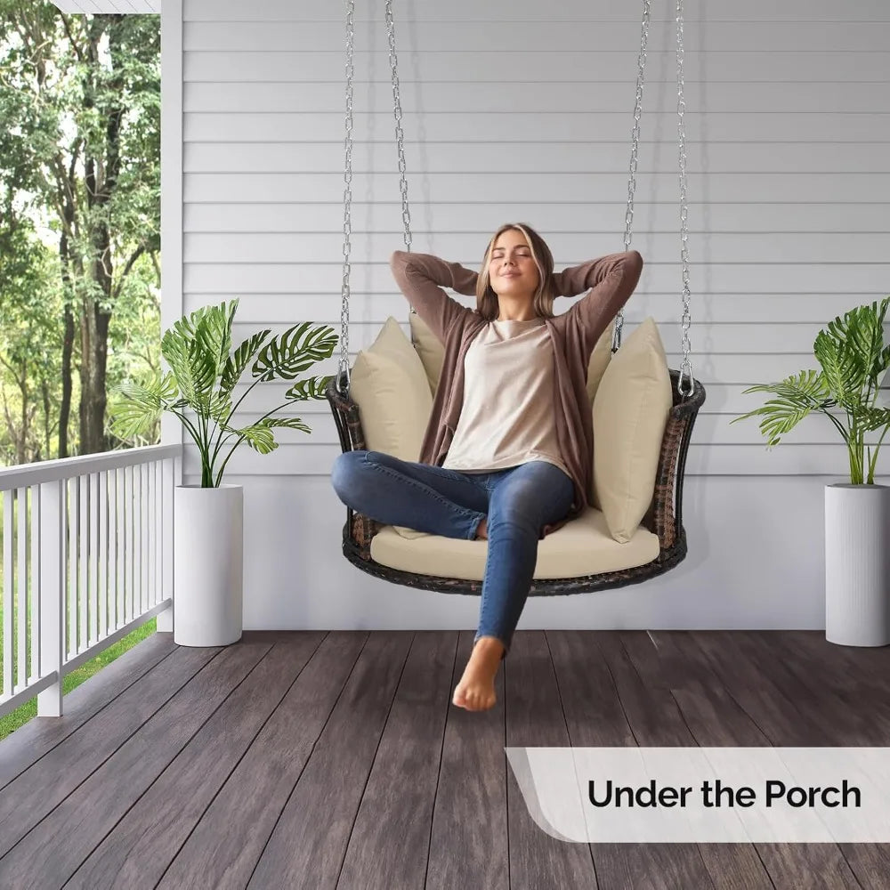 Indoor/Outdoor Round Rattan Porch Swing
