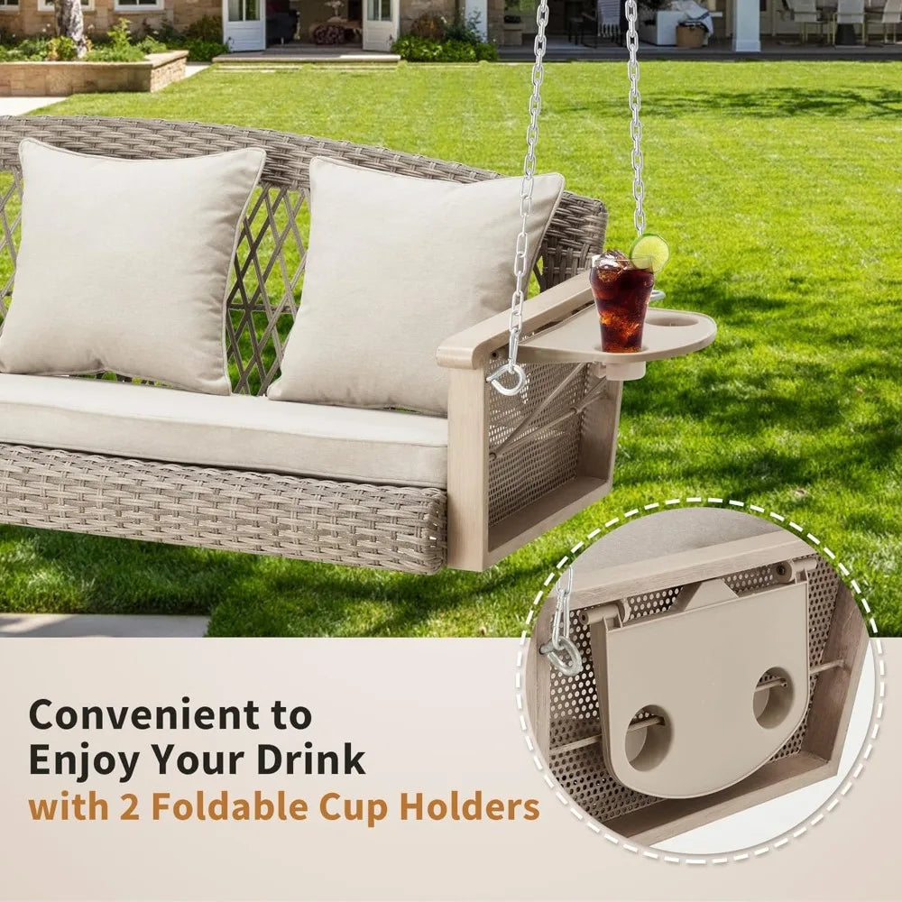 55 Inch Patio Hanging Swing Bench Chair