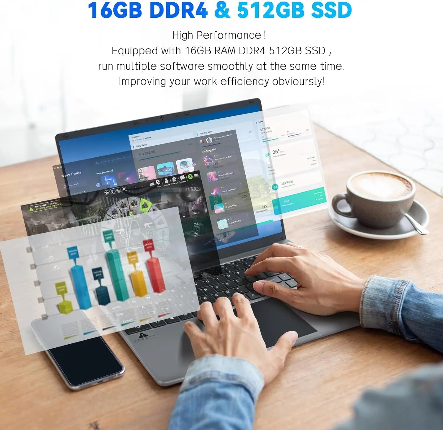 15.6 Inch Laptop Windows 11 Notebook  512GB