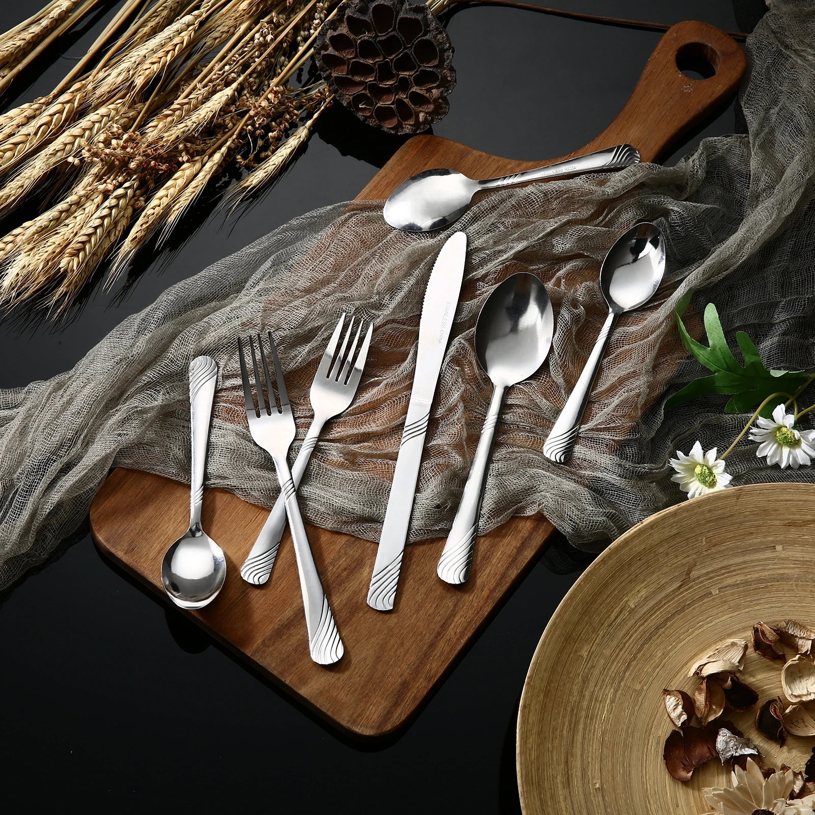 HANSMART 48Pcs  Stainless Steel Flatware Set