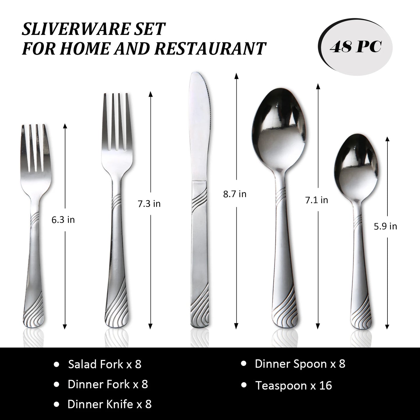 HANSMART 48Pcs  Stainless Steel Flatware Set