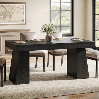 Mid-Century Modern Dining Table With Double Pedestal
