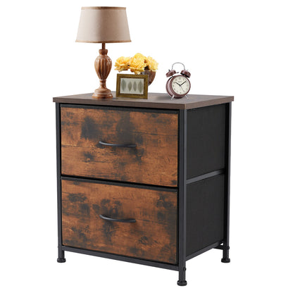 JHK Nightstand 2 Fabric Drawers Cabinet Furniture