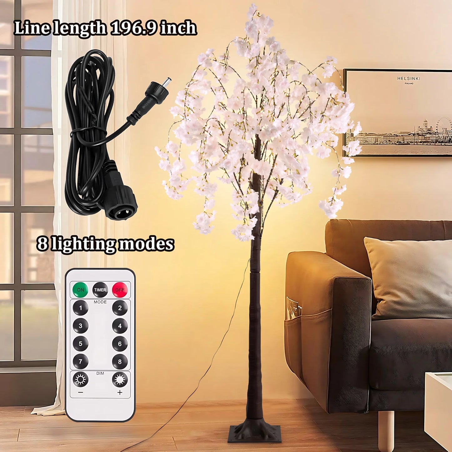 6ft Lighted Cherry Blossom Tree Light