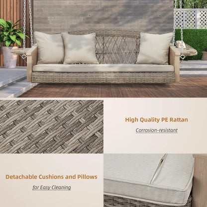 55 Inch Patio Hanging Swing Bench Chair