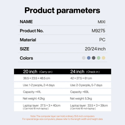 Mixi New Design Wide Handle Suitcase