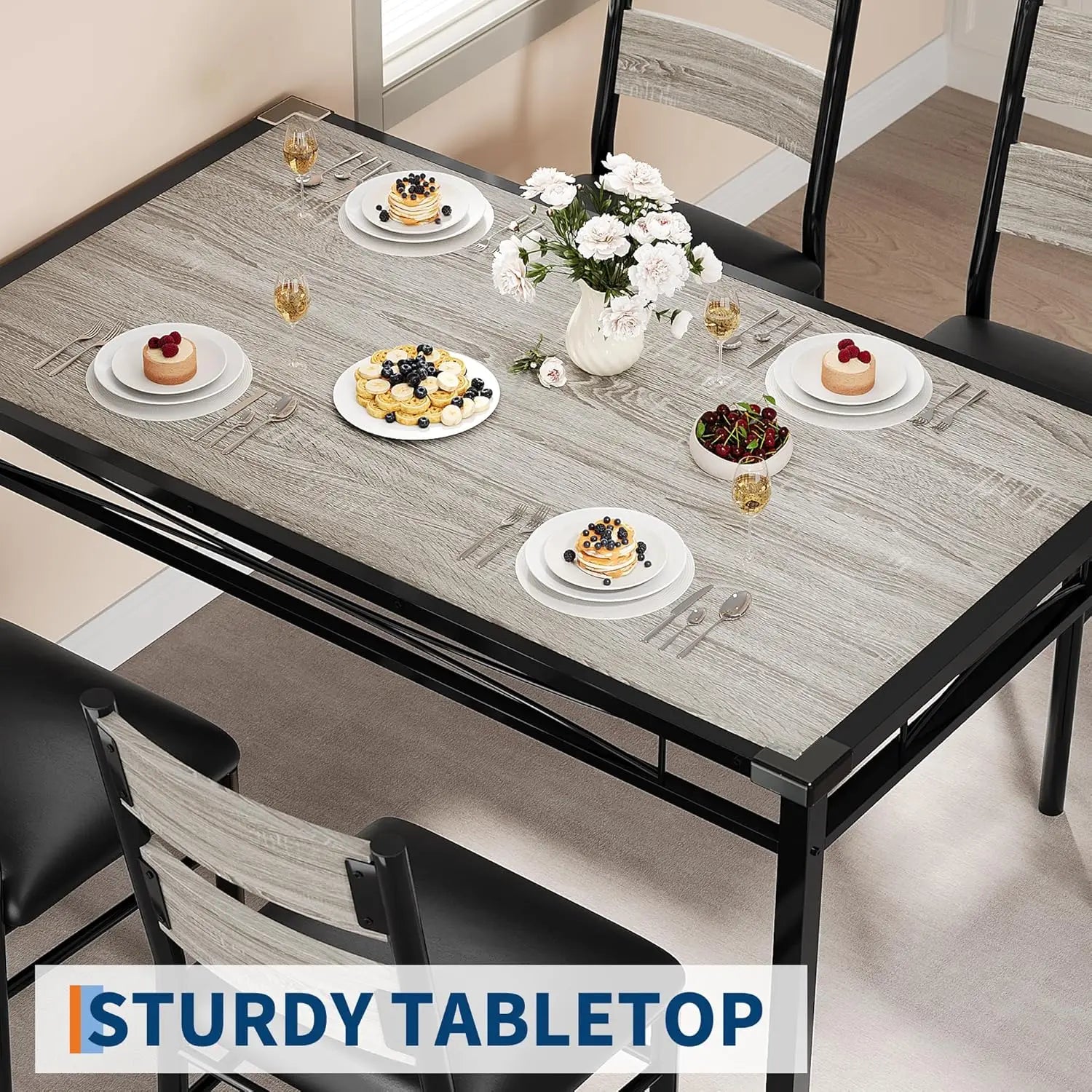 Wood Kitchen Table Set With 4 Chairs