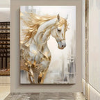 Modern Retro Golden Horse Painting