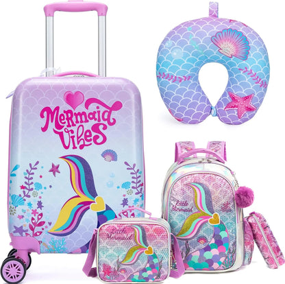Pink Mermaid Kids Luggage Set