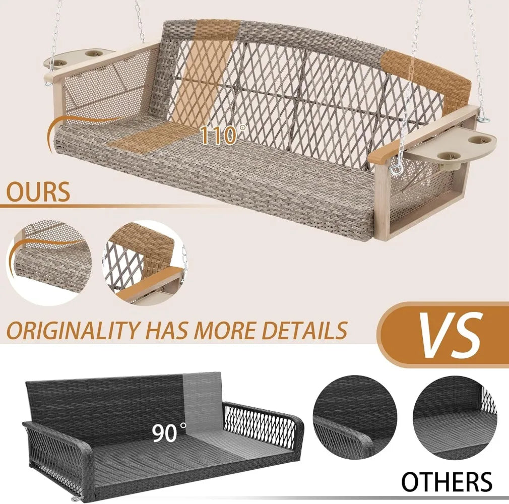 55 Inch Patio Hanging Swing Bench Chair