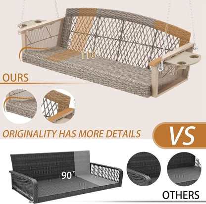 55 Inch Patio Hanging Swing Bench Chair