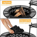 35" Fire Pit With 2 Cooking Grate & Charcoal Pan