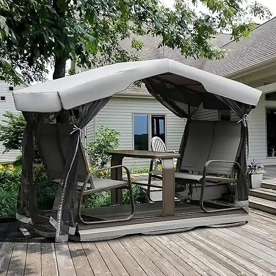Domi 4-Seat Outdoor Glider Benches With Canopy