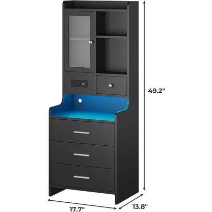 Set Of 2 Tall Black Night Stands