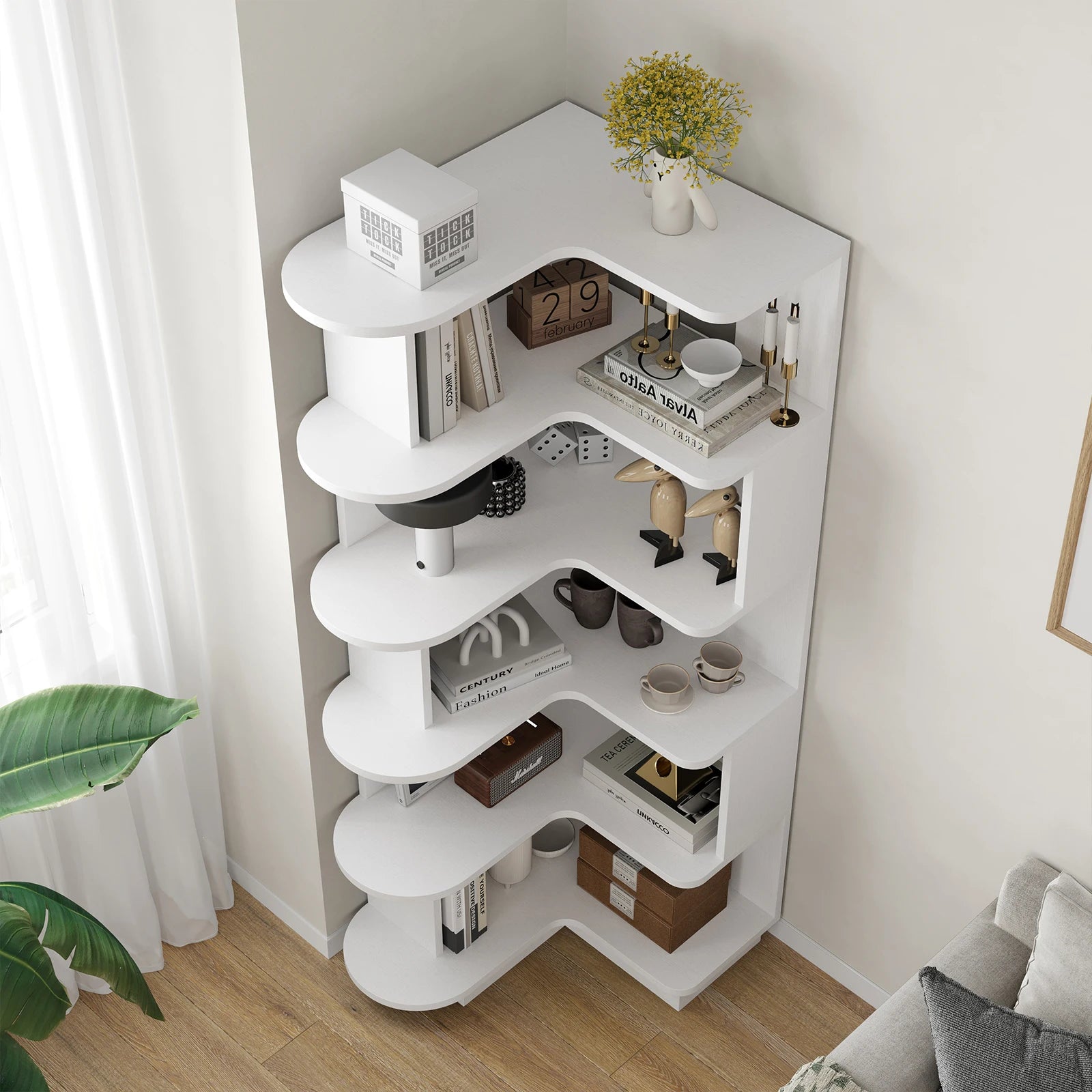 Corner Bookshelf WSpace-Saving Storage Shelf
