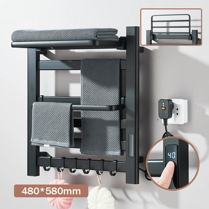 Black Bathroom Electric Heated Towel Rack