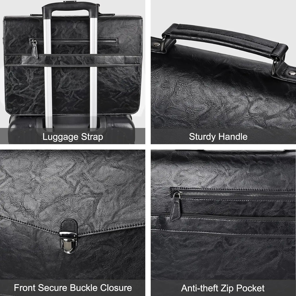 Leather Briefcase 15.6 Inch Laptop Messenger Bag