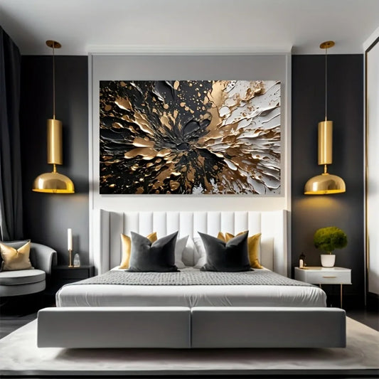 Black Gold Ink Splash Texture Wall Painting