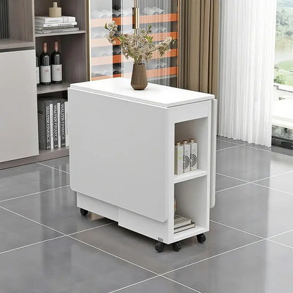 Space Saving Foldable Dining Table W/Storage And Wheels