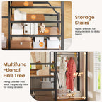 Full Size Loft Bed WDesk Storage Stairs 6 Drawers