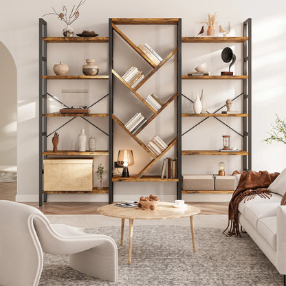 Triple 5 Tier Bookshelf 17 Display Shelves