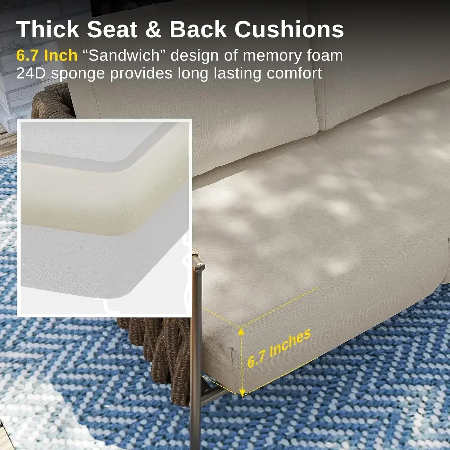 Patio Sofa Set With Two Round Coffee Table