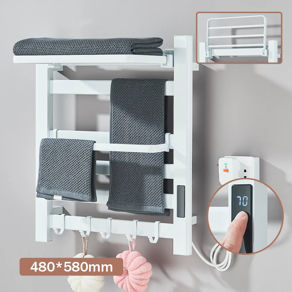 Black Bathroom Electric Heated Towel Rack