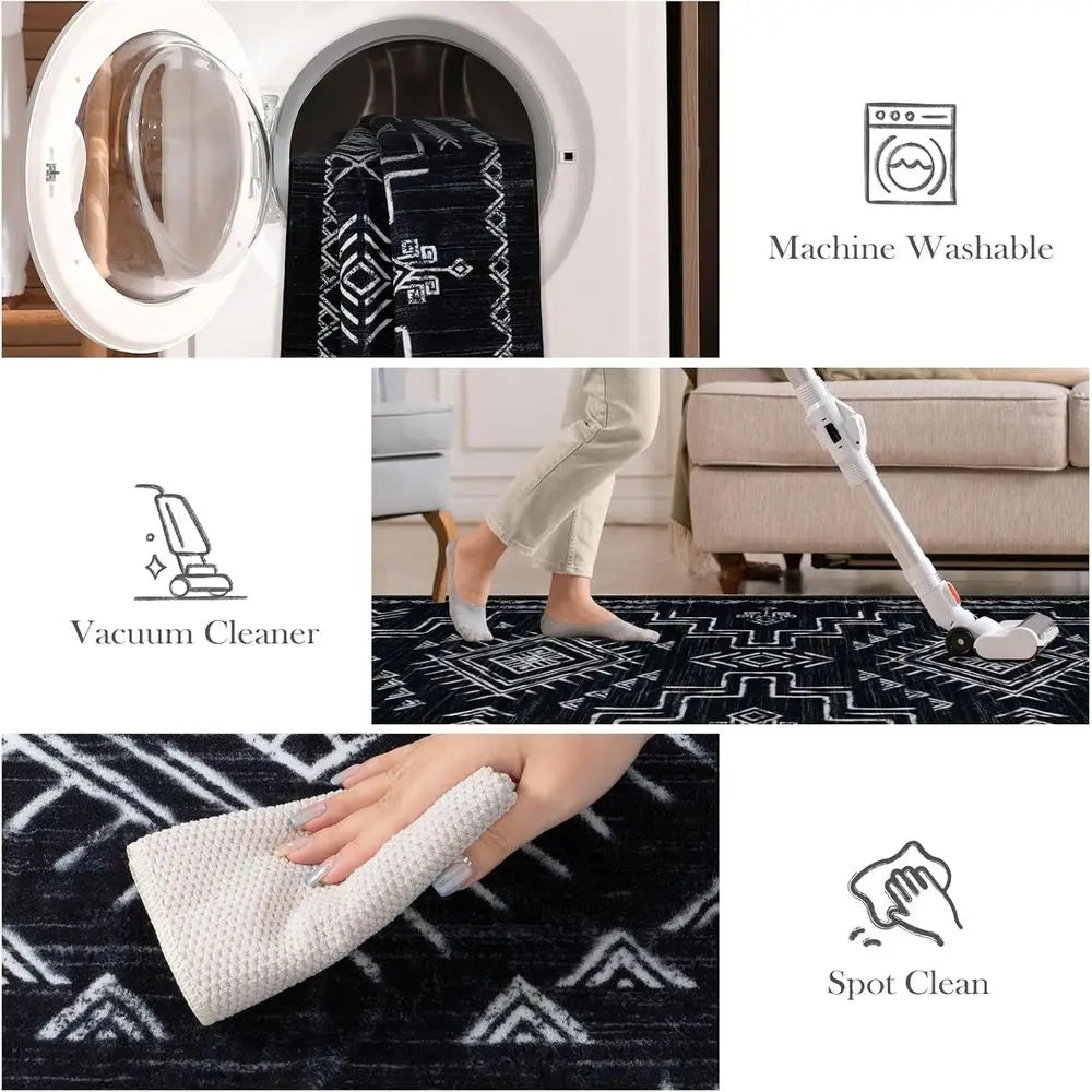 Black And White Area Rug, Moroccan Style