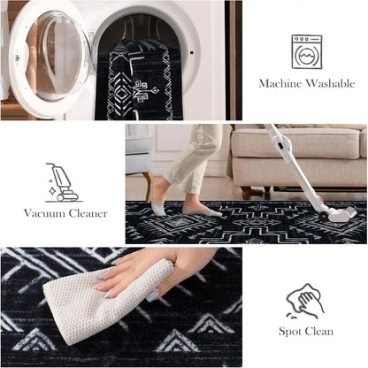 Black And White Area Rug, Moroccan Style