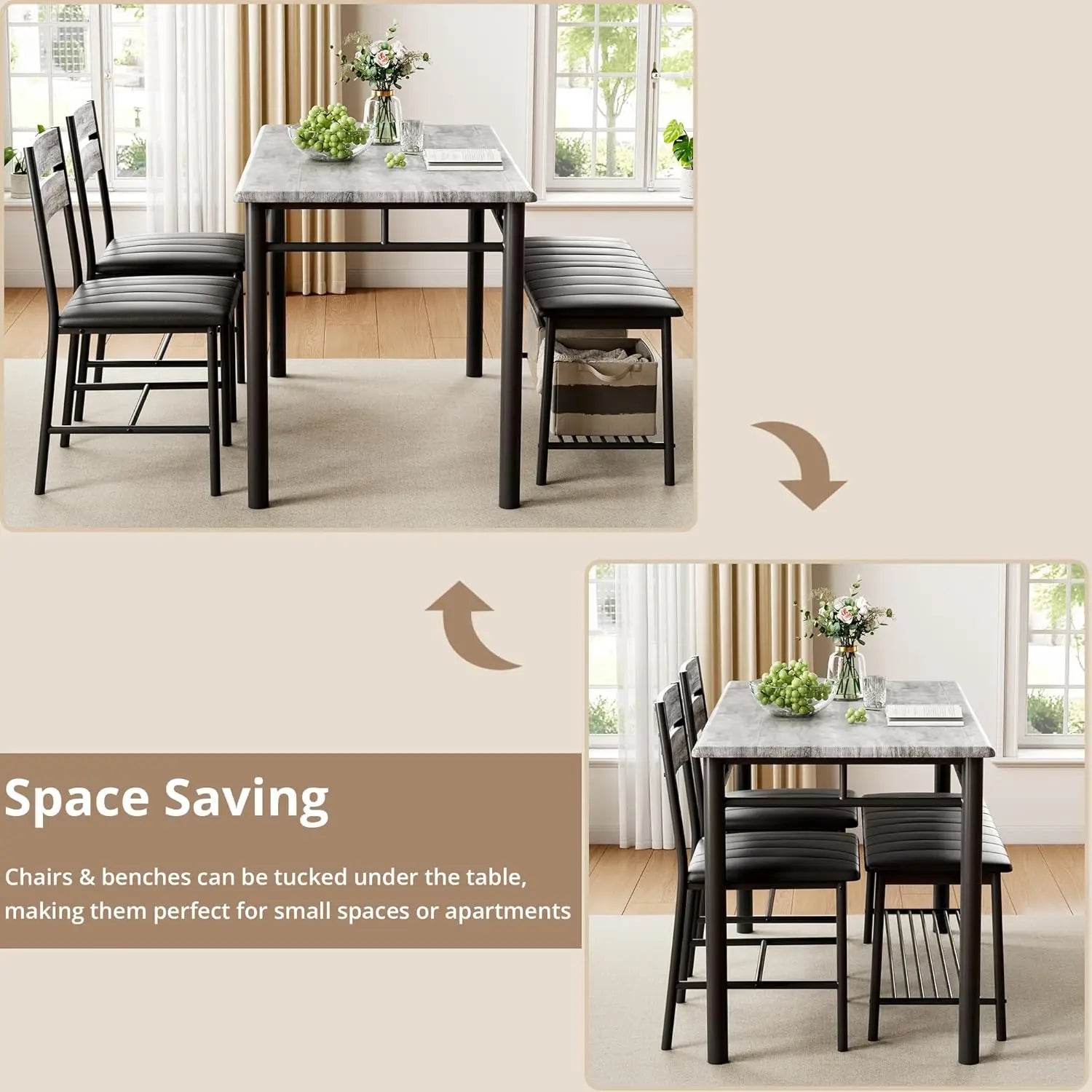 Kitchen Table & Chairs Set For Small Space