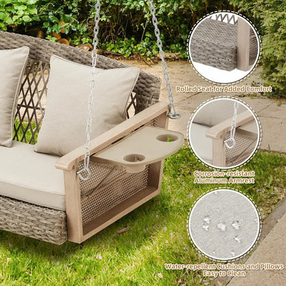 55 Inch Patio Hanging Swing Bench Chair