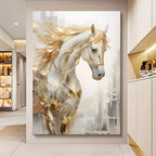 Modern Retro Golden Horse Painting