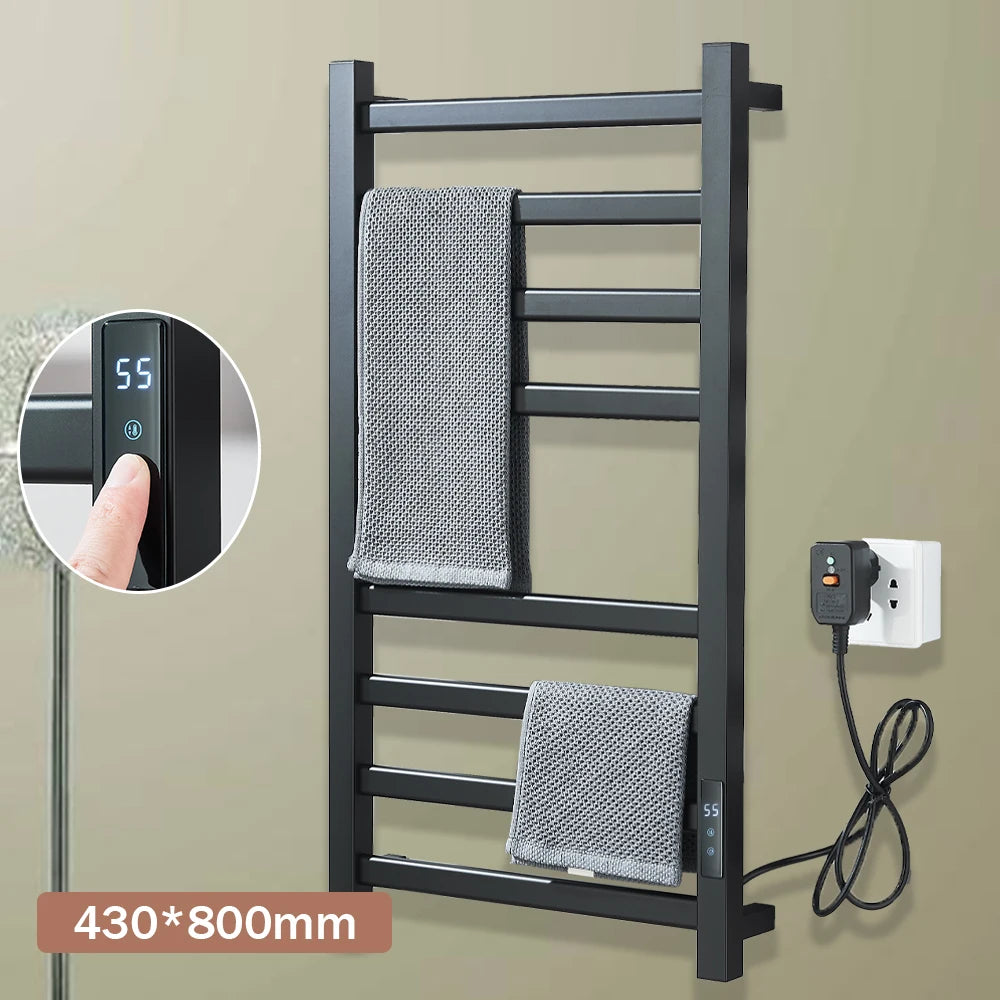 Black Bathroom Electric Heated Towel Rack