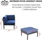 2 Piece Patio Sectional Corner Sofa With Ottoman