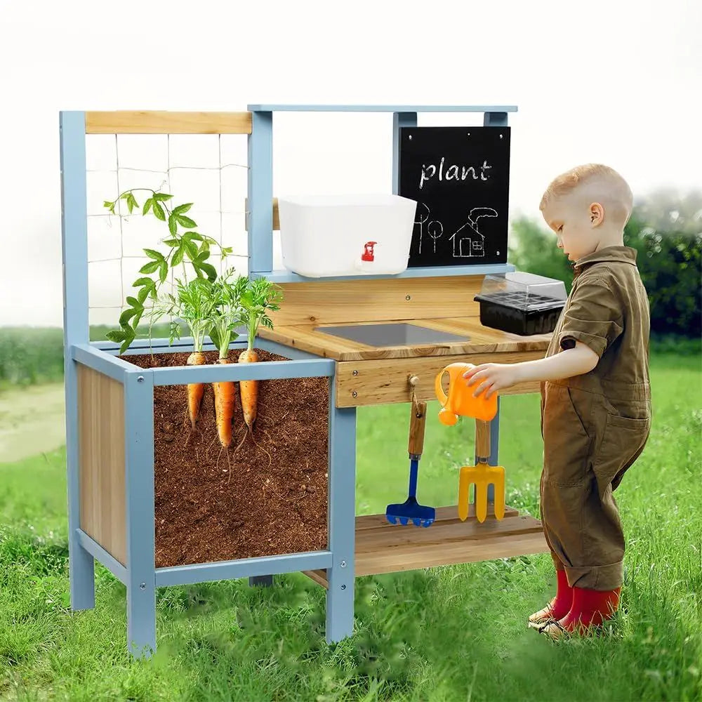 Kids Potting Bench Activity Wooden Table With Sink