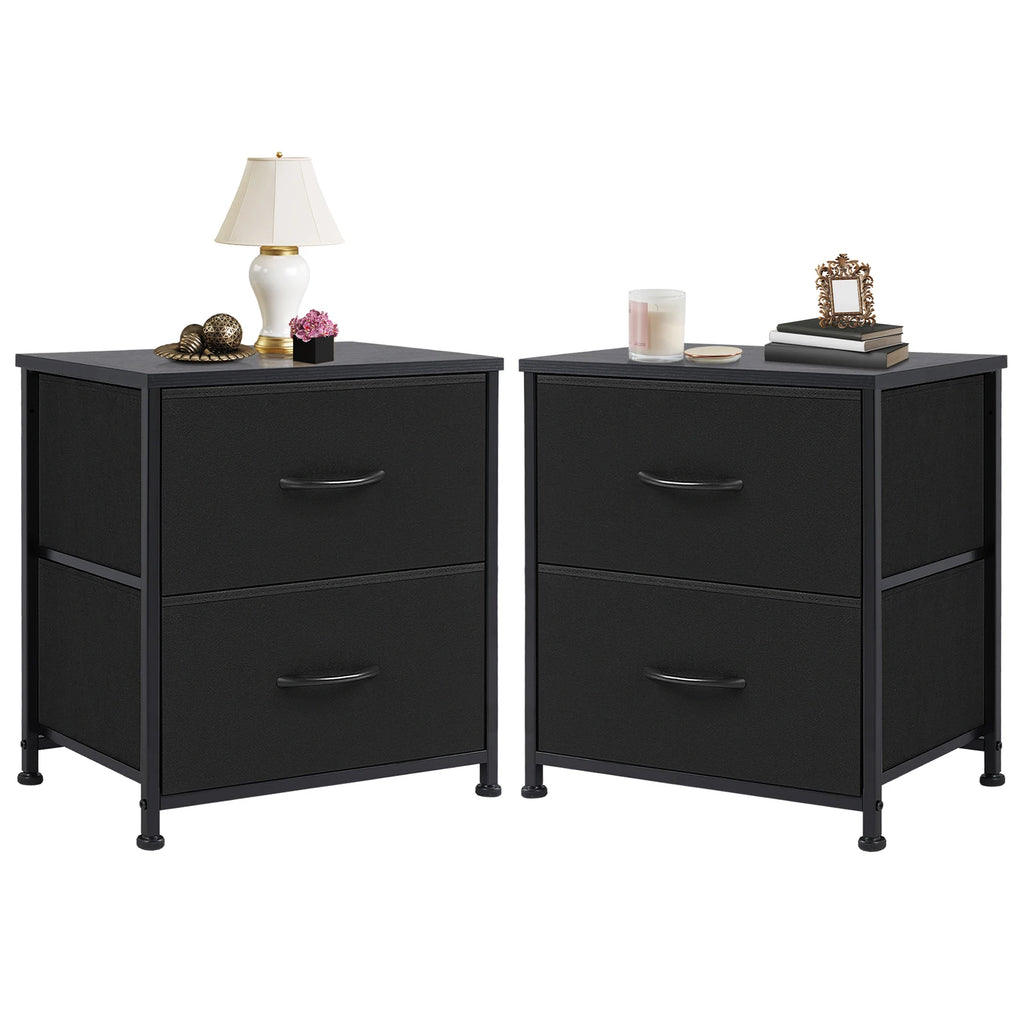 JHK Nightstand 2 Fabric Drawers Cabinet Furniture