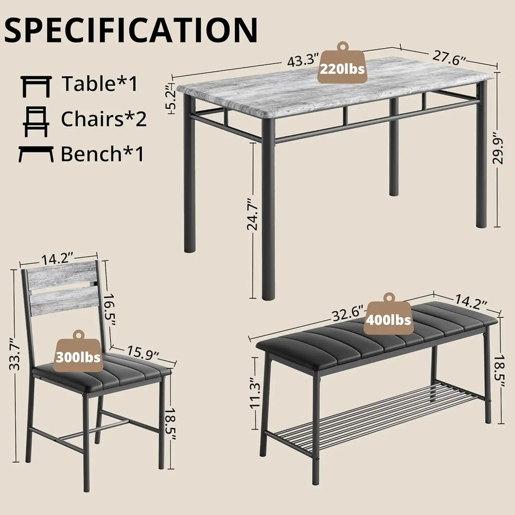 Kitchen Table & Chairs Set For Small Space