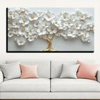 Nordic White Flower Oil Painting On Canvas