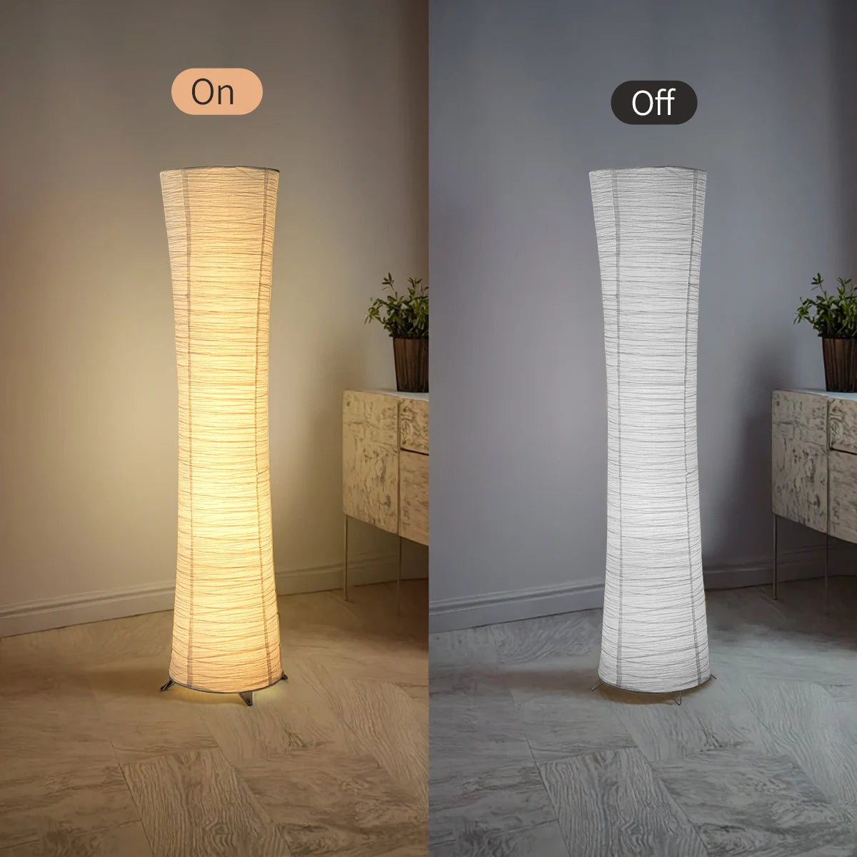 Paper & Chrome-Pleated Standing Lamp W Light Strip