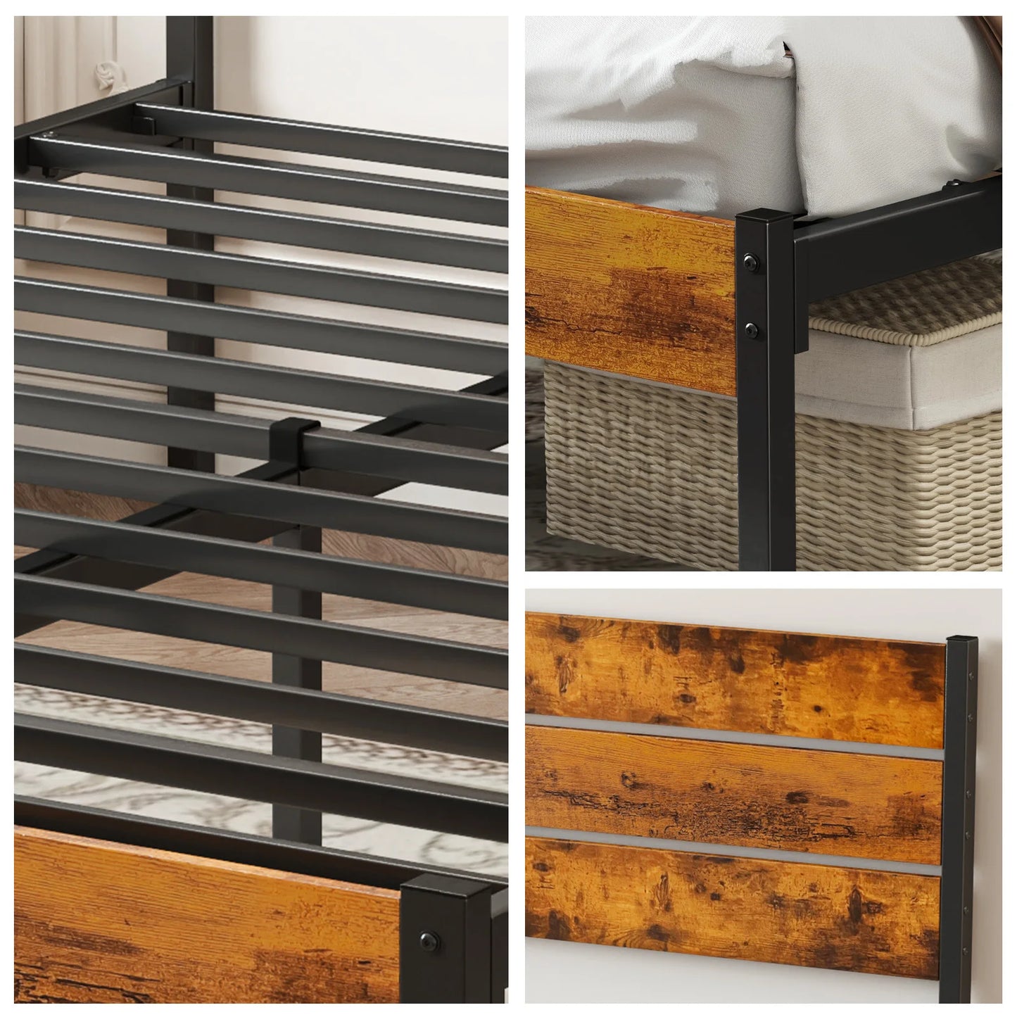 JHK Queen Size Metal Platform Bed Frame