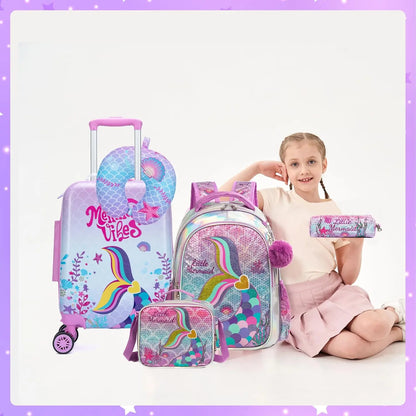 Pink Mermaid Kids Luggage Set