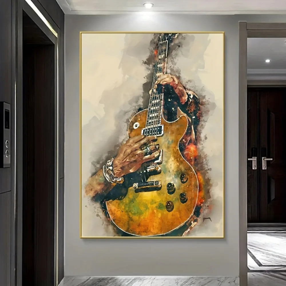 Modern Abstract Vintage Guitar Art Print