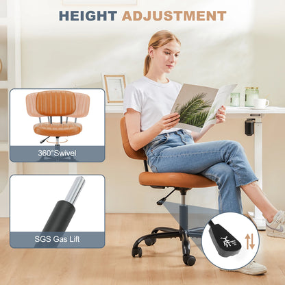 Armless Adjustable Computer Chair With 360° Swivel