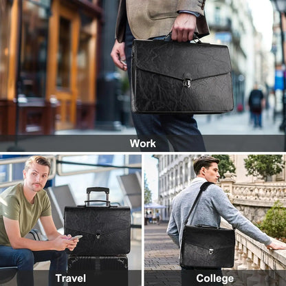 Leather Briefcase 15.6 Inch Laptop Messenger Bag