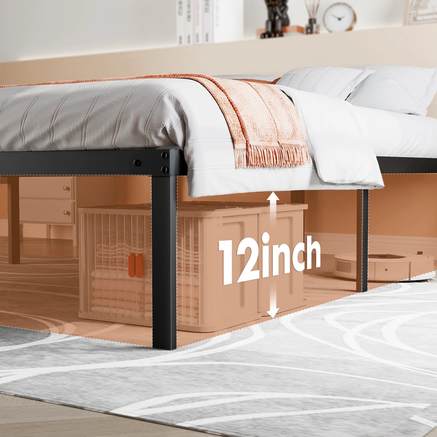 JHK Basic Bed Frame Metal Platform 350LBS