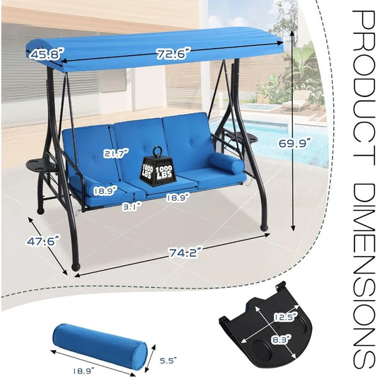 3-in-1 Porch Swing With Adjustable Canopy