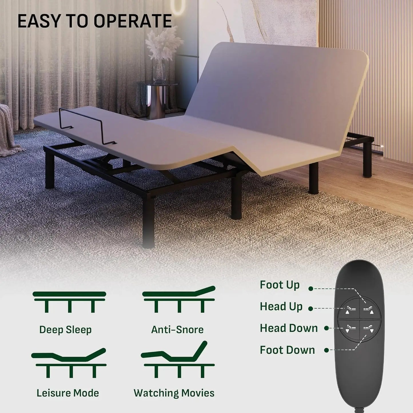 Adjustable Queen Bed Frame W/Dual Motor Remote