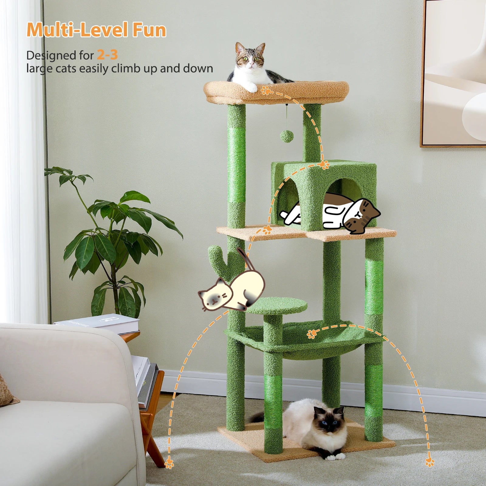 Cactus Cat Tree Tower For Large Cats